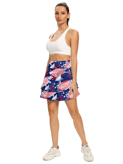 American Flag Double Layer Athletic Skort - Suitable for Badminton