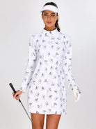 Black Flamingo Quarter-zip Long-sleeve Golf Dress with Shorts 