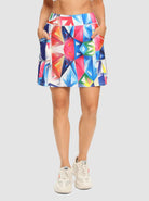 Ladies Colorful Print Pleated Skort with Shorts 