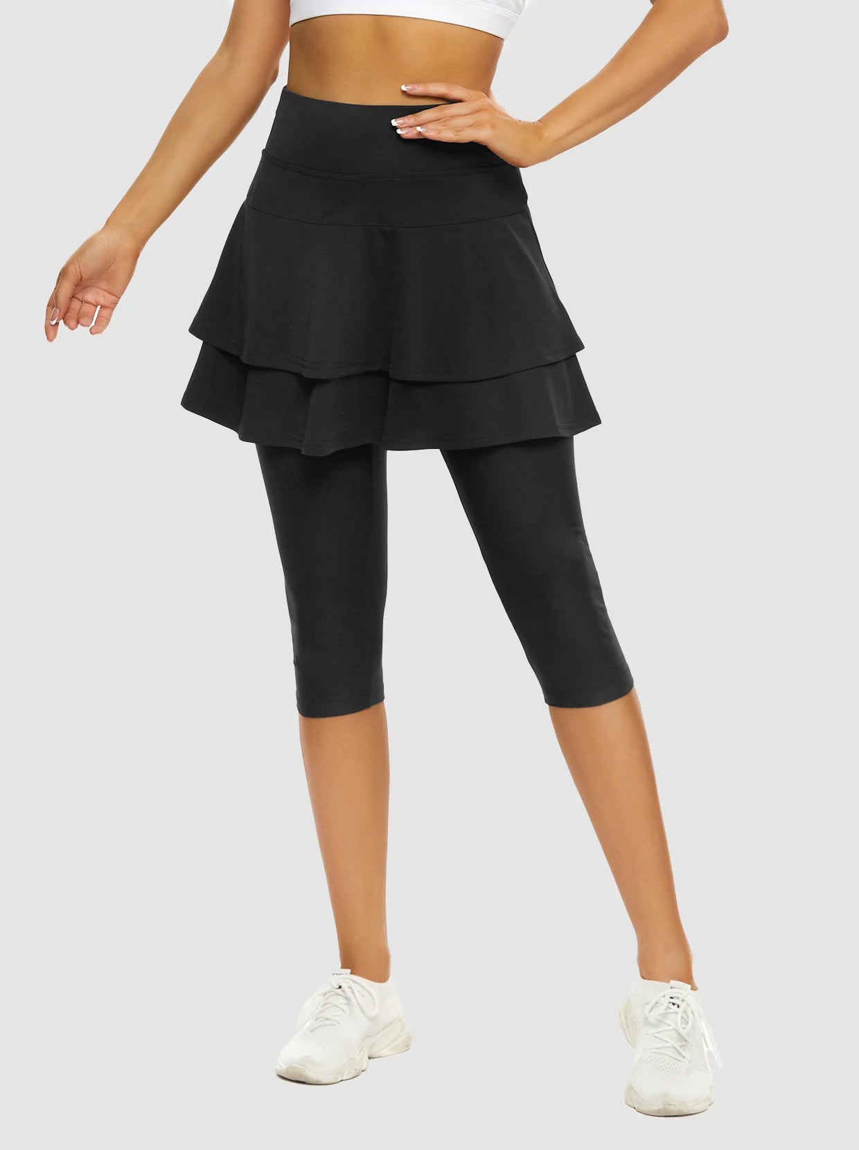 Basic Double layer Knee-length Skirted Leggings for Women