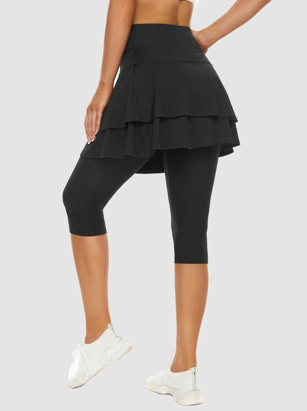 【WONDER WONDER】Sofu Lace Tiered Biker Skirt Leggings Nylon Skirted Leggings Dressy in One | Tennis Leg | Soneven