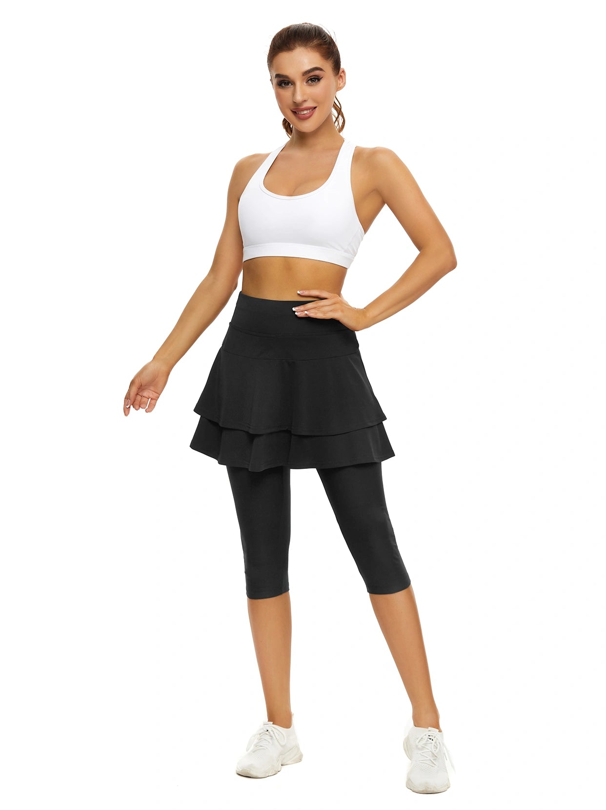 Basic Double layer Knee-length Skirted Leggings for Women