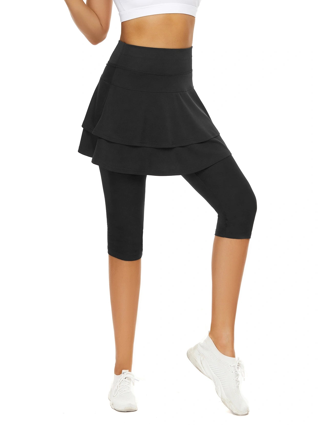 Basic Double layer Knee-length Skirted Leggings for Women