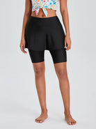 Women's Solid Black 13" Swim Skort with 11" Inner Shorts