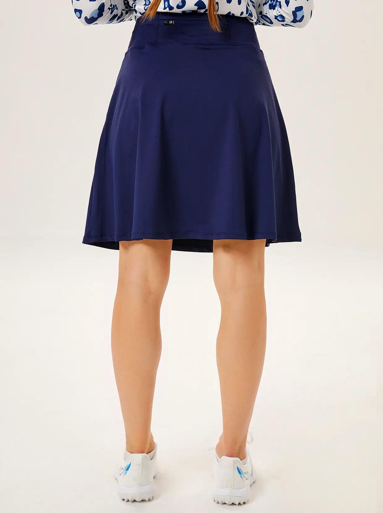 Dark Blue Golf Skorts with Inner Shorts and Pocket for Women