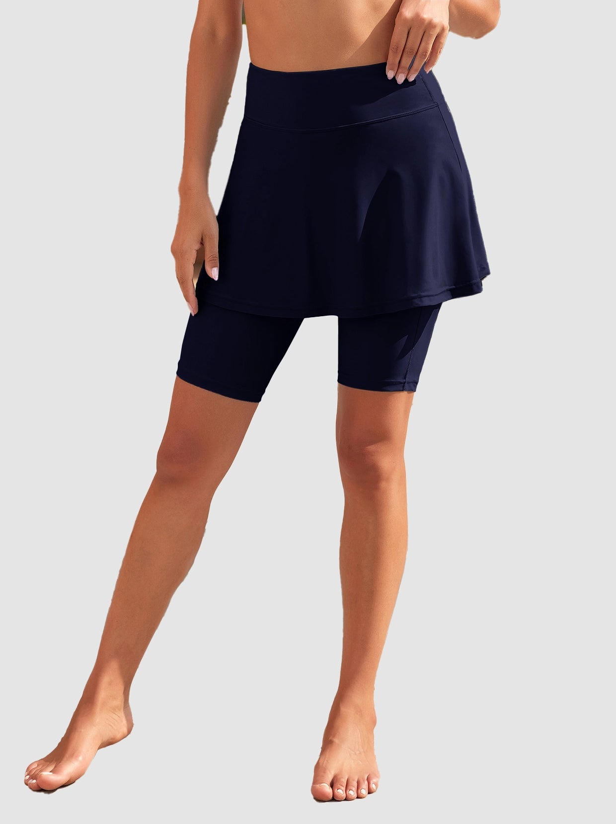 Women's Navy 13" Swim Skort with Inner Shorts and Pockets