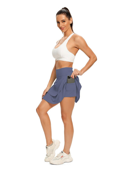 Ladies Women's Active Skort with Pocket-✨ Blue Double Layer Sports Skirt Golf Tennis Leisure Sports Bottoms