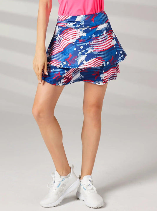 American Flag Double Layer Athletic Skort