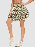 Women's 15" Leopard Double-layer Skort with Shorts and Pockets 
