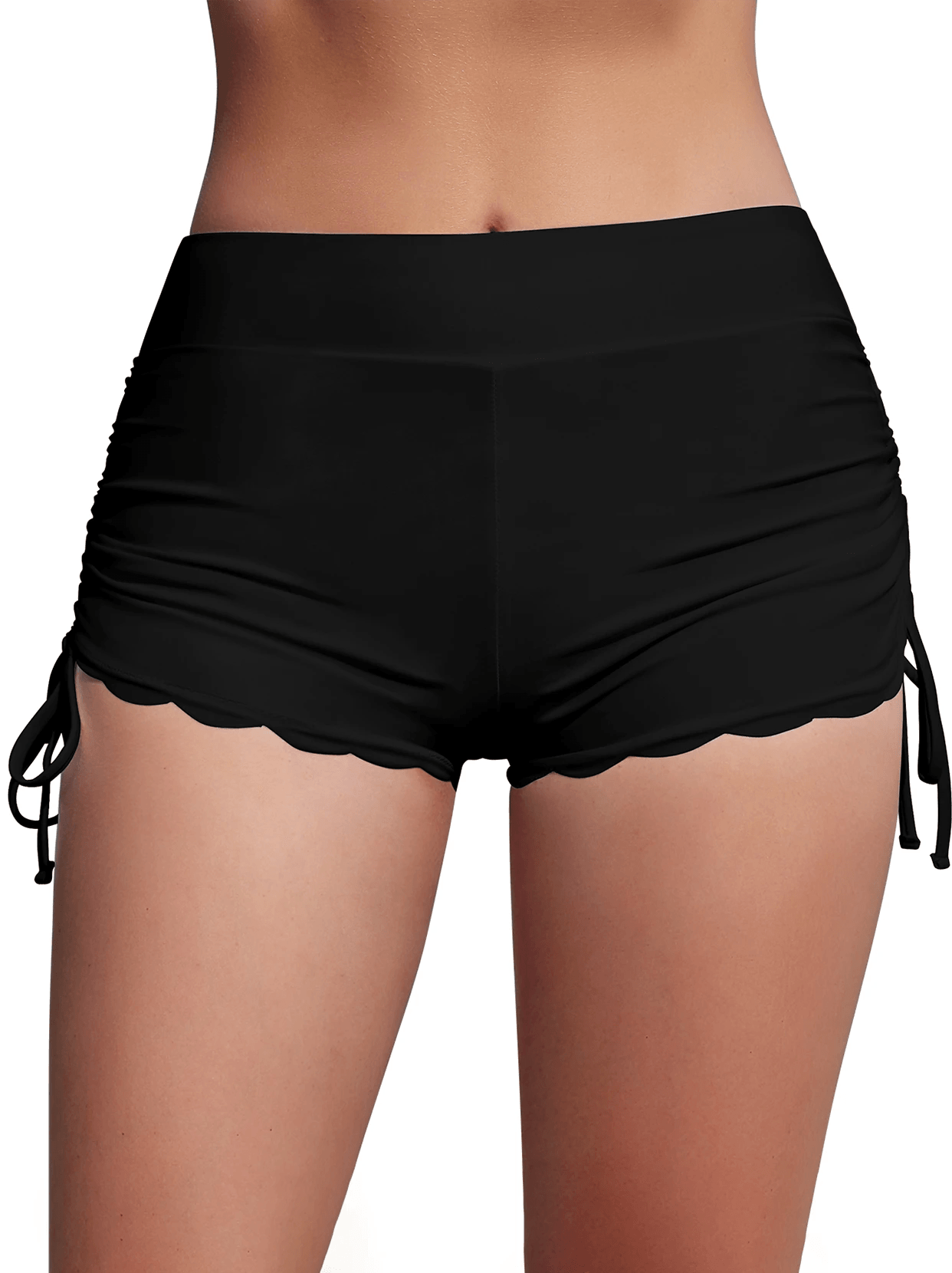 Black Side Drawstring Swimsuit Bottom- Suitable for Beach Volleyball