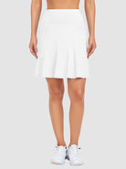 Solid 17" Pleated Tennis Skort with Back Zipper Pocket