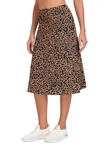 Ladies Leopard Pattren 25" Midi Skort with Pockets 