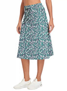 Green Floral 25" Midi Skort with Pockets For Women