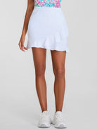 White Ruffled Skort With Pocket for Women