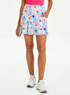 17" Colorful Floral Pleated Skort with Shorts and Pockets
