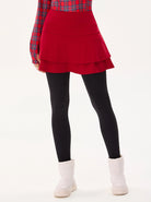 Red and Black Double-layer Skirted Leggings