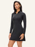 35" Stand-collar Long-sleeve Golf Dresses with Shorts