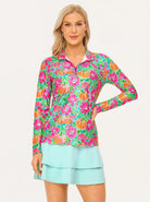 Halloween Pumpkin and Floral Stand-collar Long-sleeve Polo Shirt