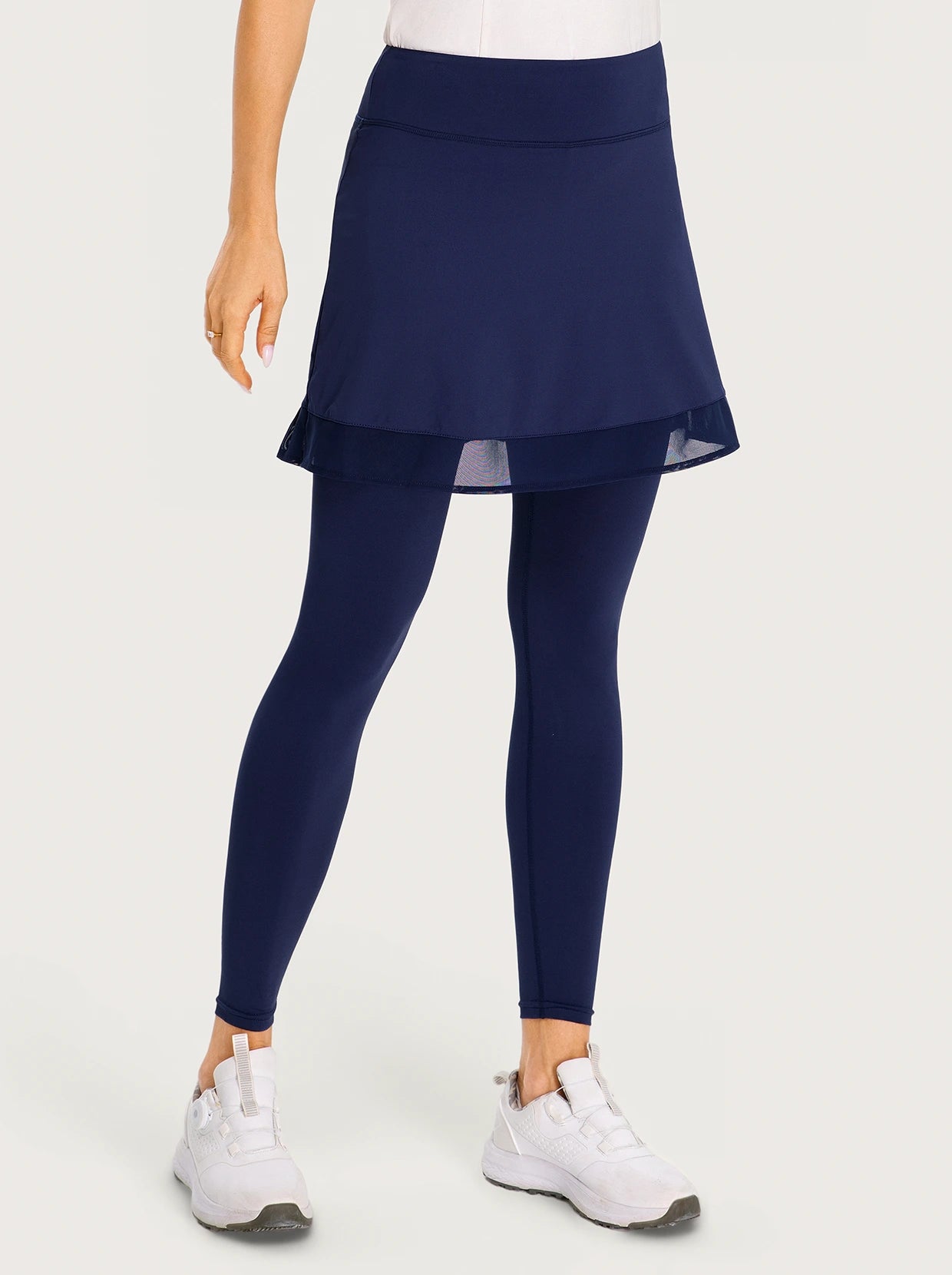 Navy blue skirted leggings for women