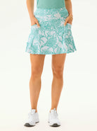 4-way Stretch Tropical Flower 17" Active Skorts with Shorts 