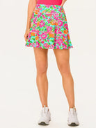 Halloween 17" Pumpkin and Floral Active Skorts with Shorts and Pockets