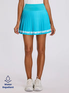 Blue 16" High-waisted Pleated Active Skorts