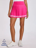 Pink 16" High-waisted Pleated Active Skorts