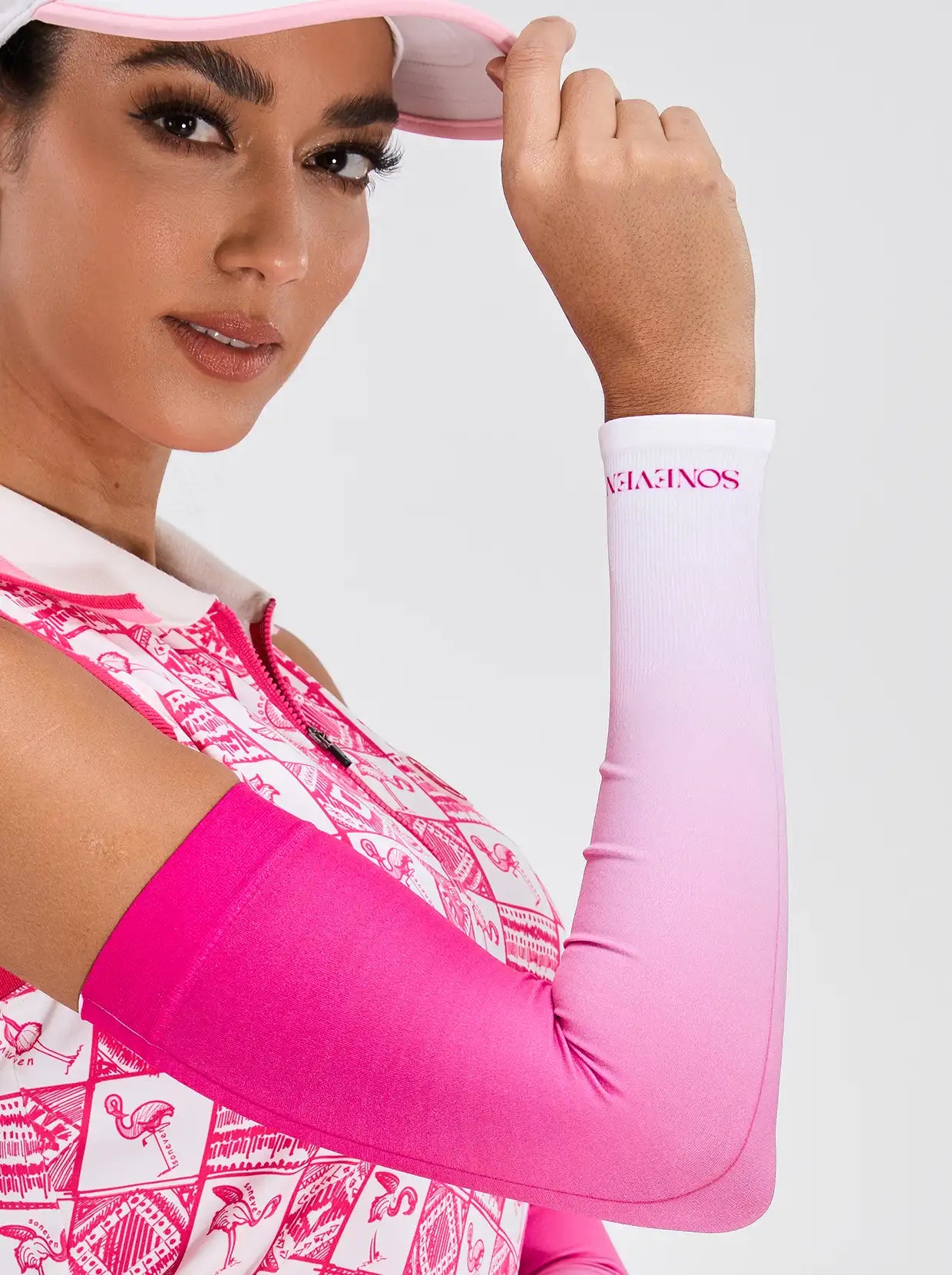 Basic Pink Ombre Sun Protection Sleeves For Women 
