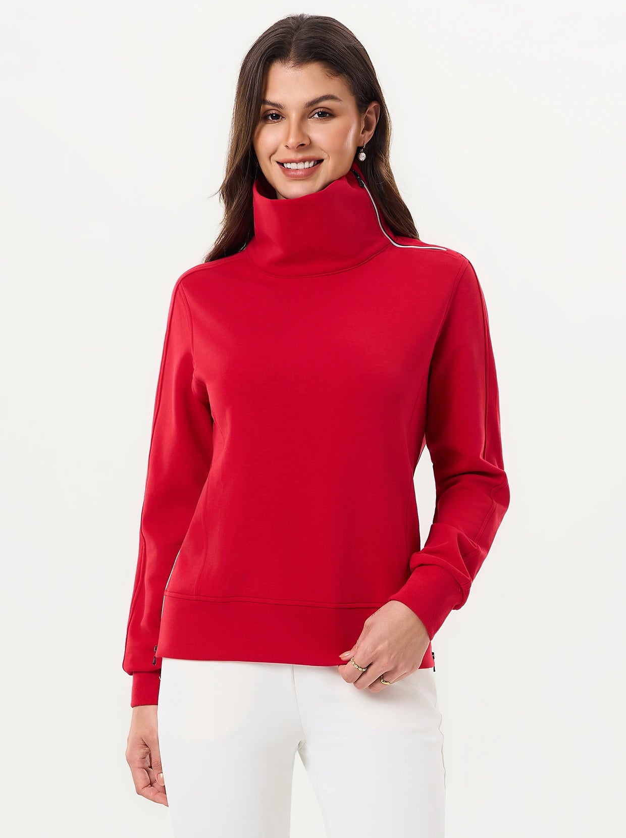 Red Stand-collar Golf Sweatershirt