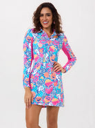 Halloween 34" Colorful Pumpkin Breathable Long-sleeve Polo Dress 