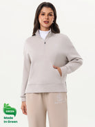 Beige Quarter-zip Golf Sweatshirt