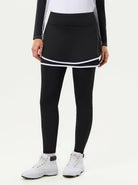 Black Double-layer Skirted Leggings For Women