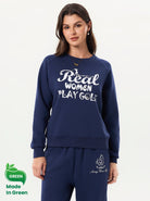 White Print Crew-neck Golf Sweatshirt