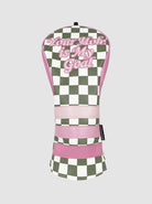 Pink and Green Checkerboard Leather Golf Headcovers