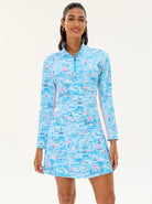Breathable 34.5" Blue Flamingo Long-sleeve Golf Dress