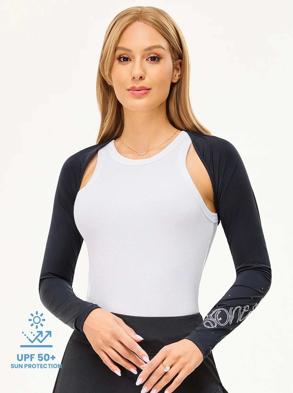 Basic Hot-Fix Rhinestone Shrug-style Sun Protection Sleeves (SHIP IN 5 DAYS)