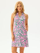 Ladies' 36" V-neck Racerback Sleeveless Polo Dresses with Shorts 