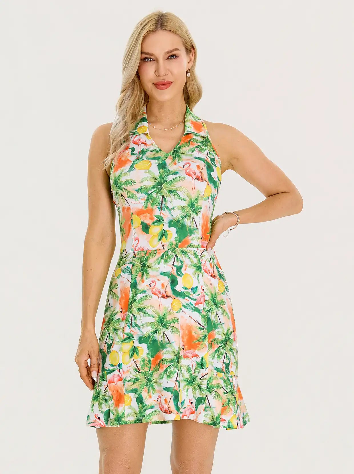 36" Lemon Racerback Golf Dresses for Women with Shorts and Pockets 