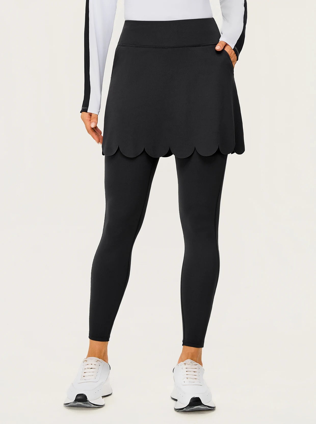 Scalloped Hem Golf Skirted Leggings with Pockets