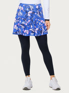 Blue Floral Ruffled Skirted Leggings