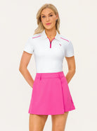 White Quarter-zip Short-sleeve Golf Polo Shirt