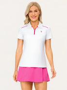 White Quarter-zip Short-sleeve Golf Polo Shirt