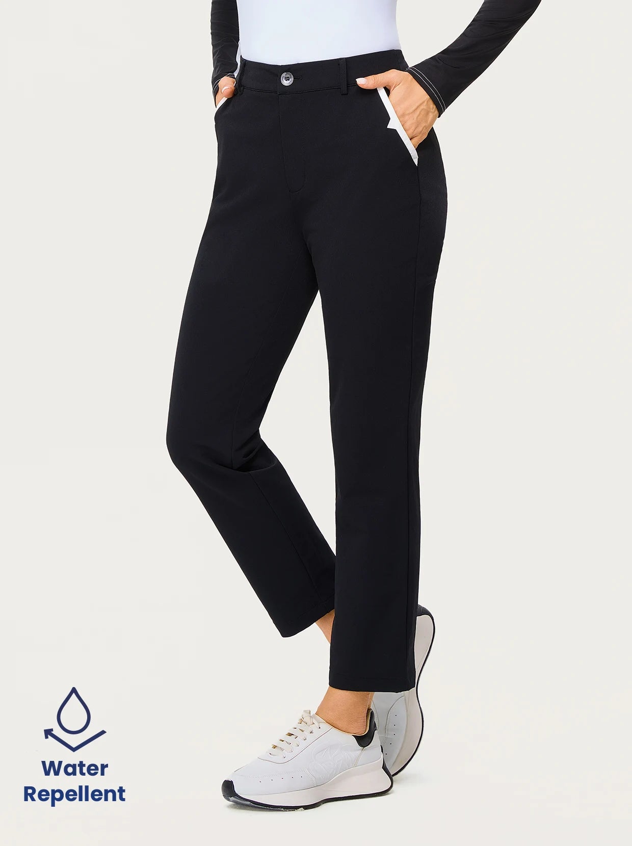 38" Black Water-repellent Golf Pants with Pockets