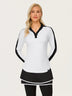 Contrast Button-placket Long-sleeve Golf Polo Shirt