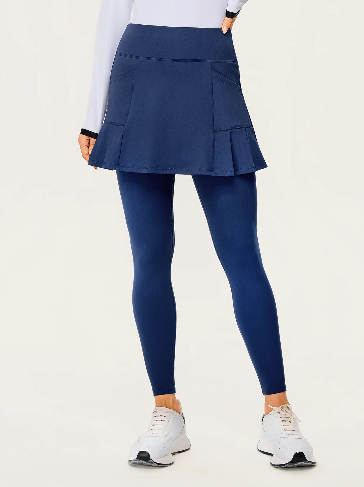 Skin-friendly Pleated Skirted Leggings with Pockets
