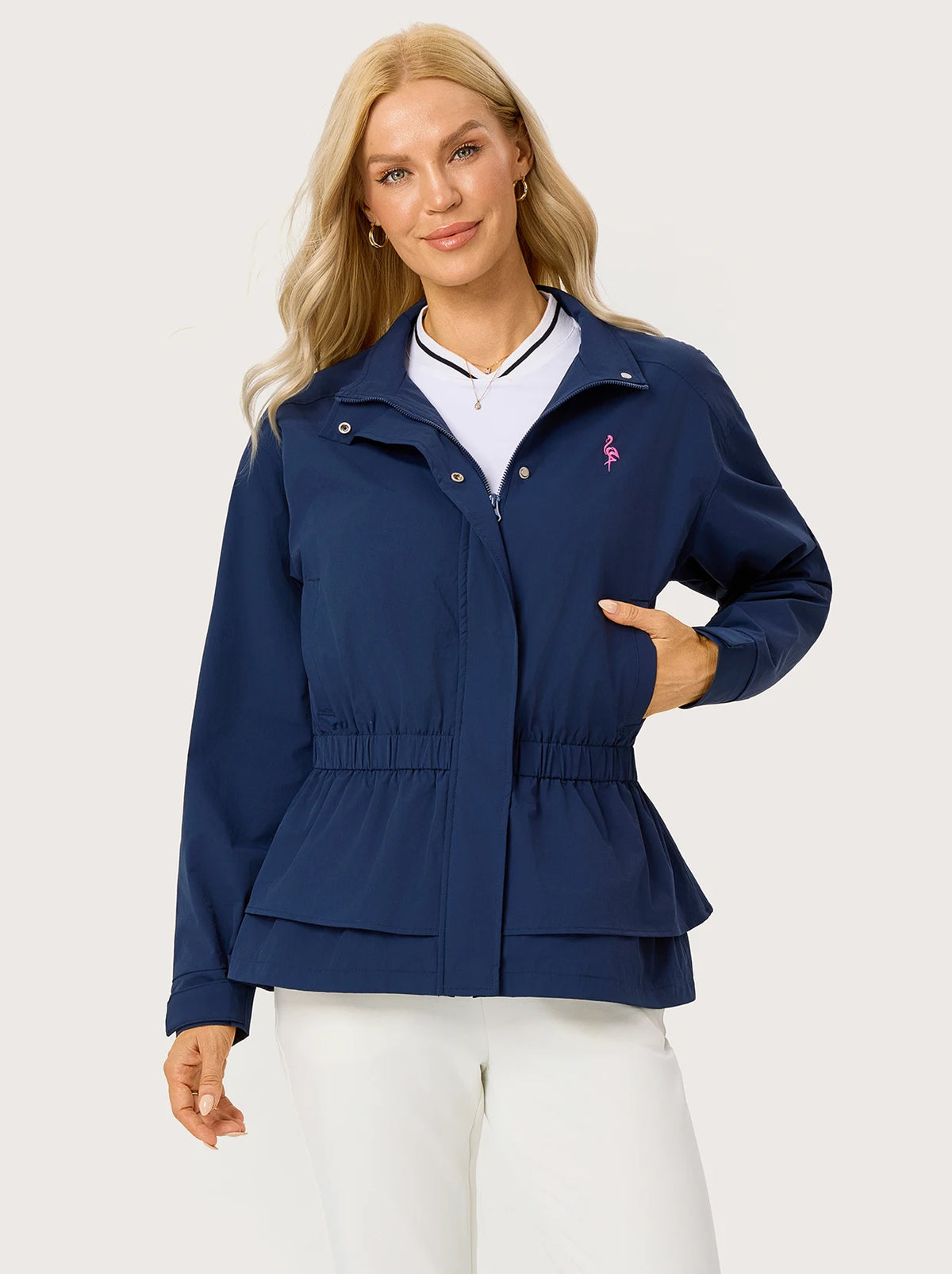 Navy Water-repellent Jacket with Mesh Back Vent
