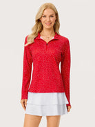 Christmas White Dots Quarter-zip Long-sleeve Golf Polo Shirt
