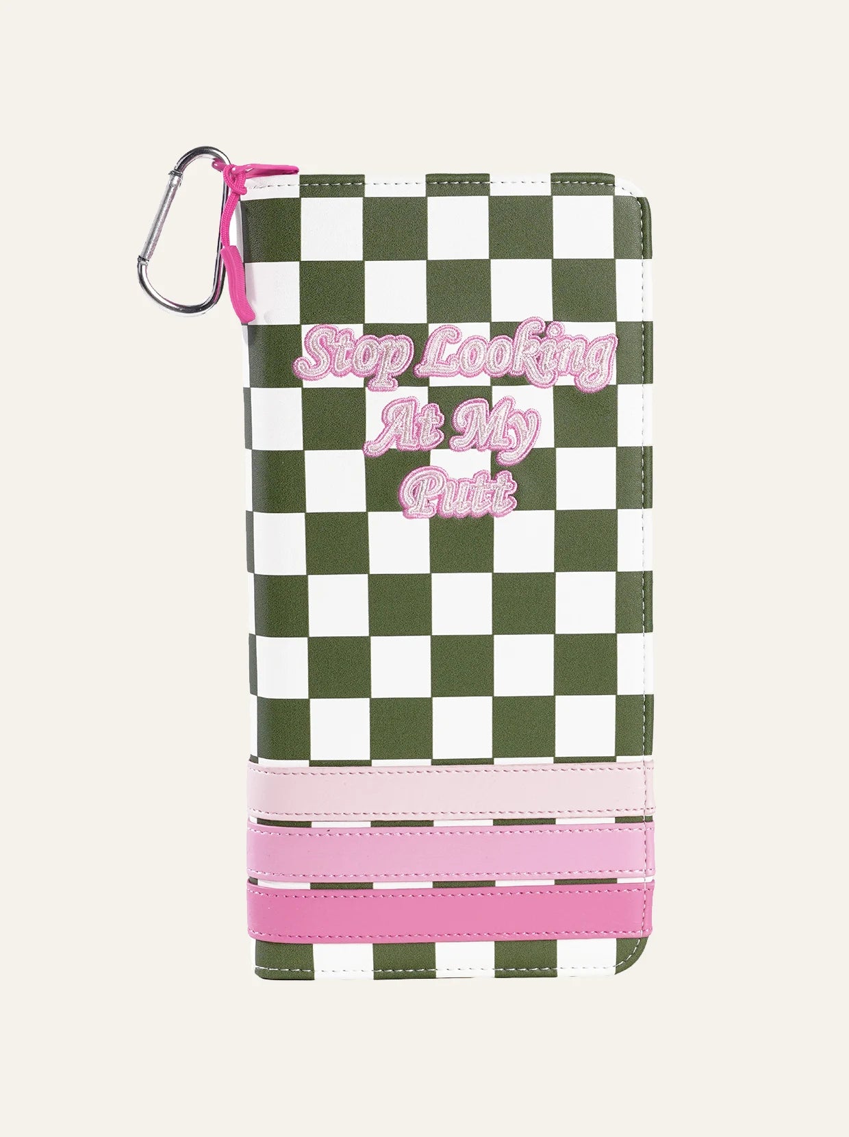 Craftsman Green & Pink Checkerboard PU Leather Golf Gloves Case 