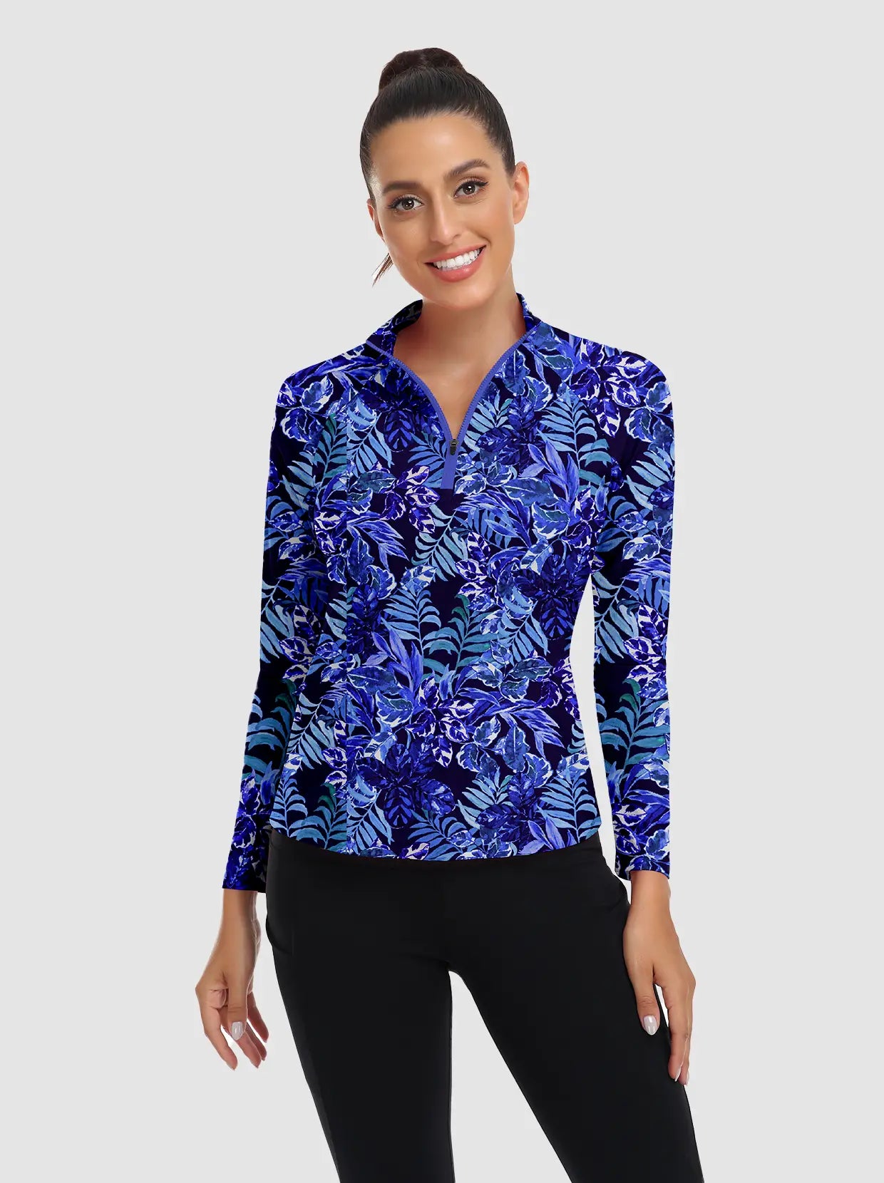 Stand-collar Quarter-zip Long Sleeve Polo Shirts