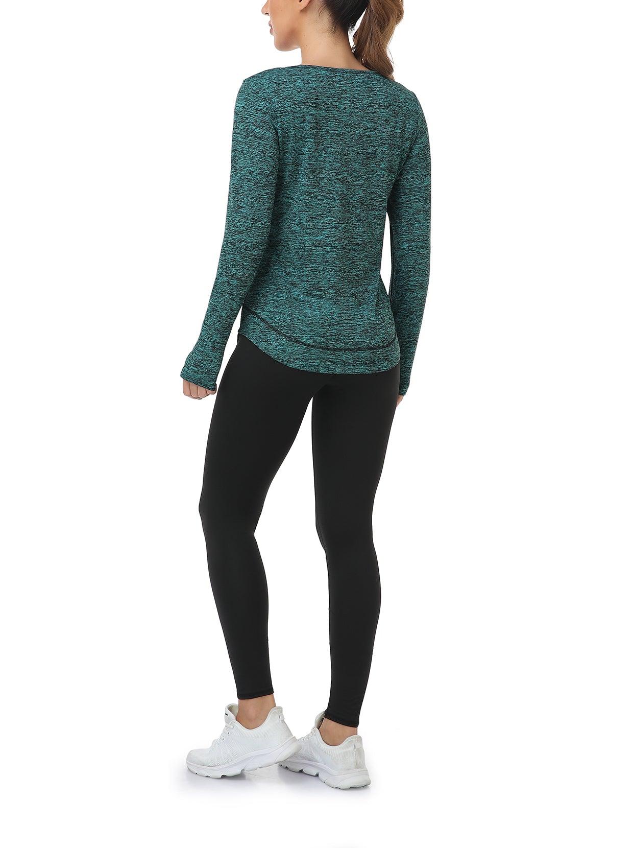 Women's Thermal-🌞SO® Green Thermal Fleece Long Sleeve Workout Shirts Scoop Neck Running Loose Fit Basic Tops